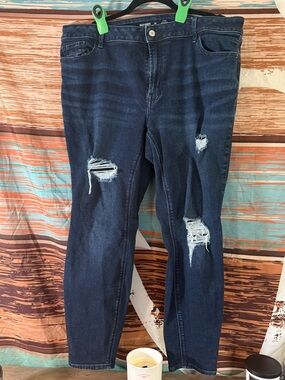 Old Navy Navy Blue Rockstar Super Skinny Distressed Jeans